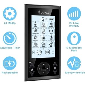 Rechargeable Tens Unit Muscle Stimulator ,Pain Relief 10 Electrode Pads & Case